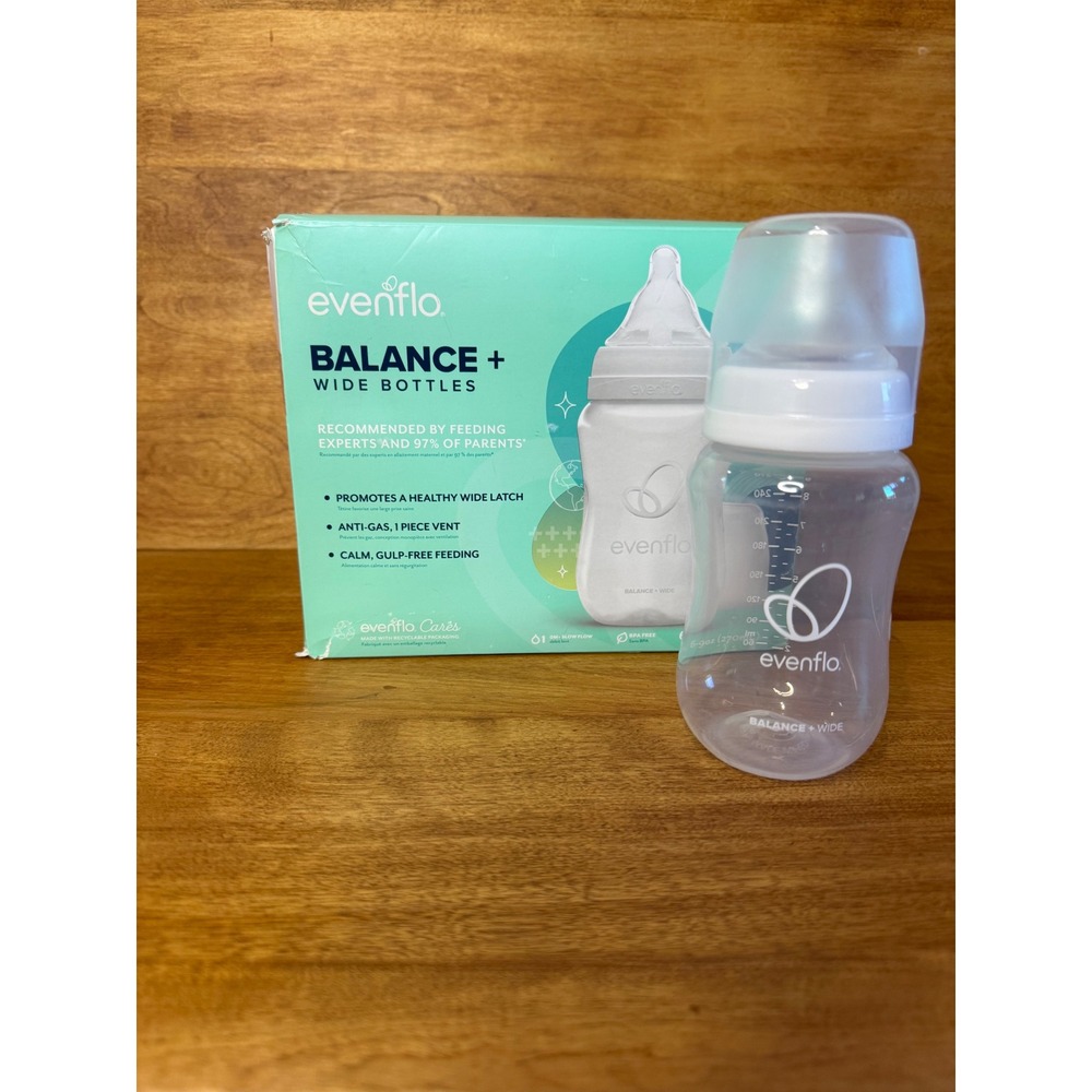 NEW Evenflo Balance+ Wide Baby Bottles 9oz 6-Pack Slow Flow Nipple BPA-Free feed